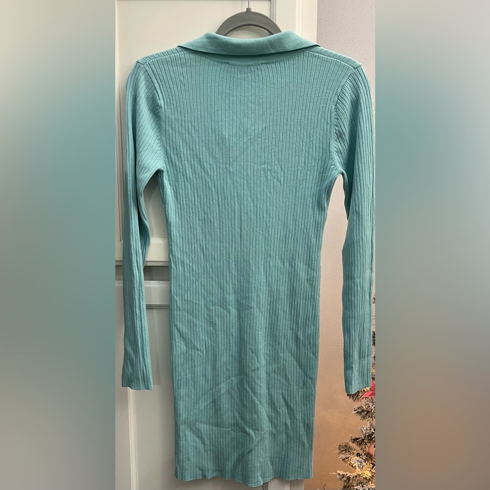 Zara Teal Ribbed Mini Dress - Picture 4 of 4